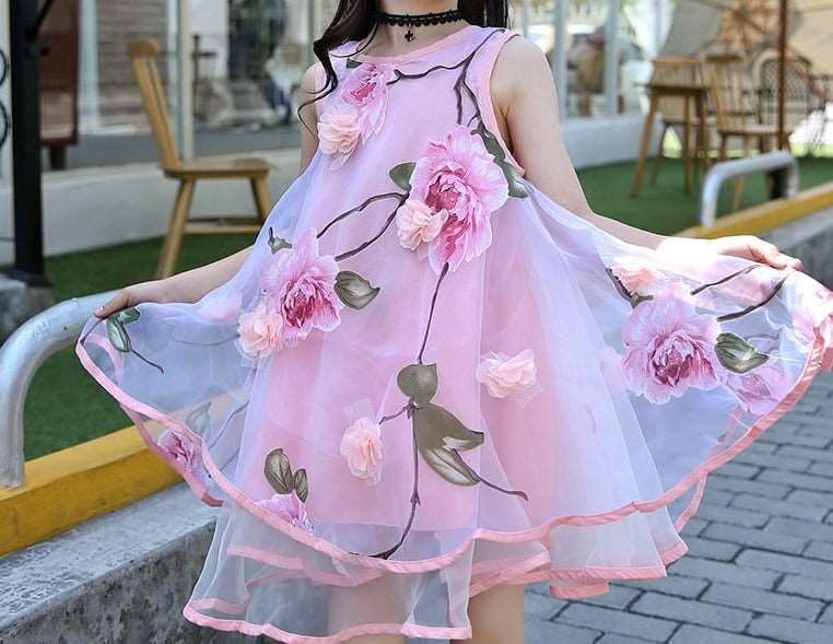 Girls Flower Dress Kids Girl Beach Dresses Chiffon Kids 6 8 10 12 14 Year