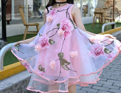 Girls Flower Dress Kids Girl Beach Dresses Chiffon Kids 6 8 10 12 14 Year
