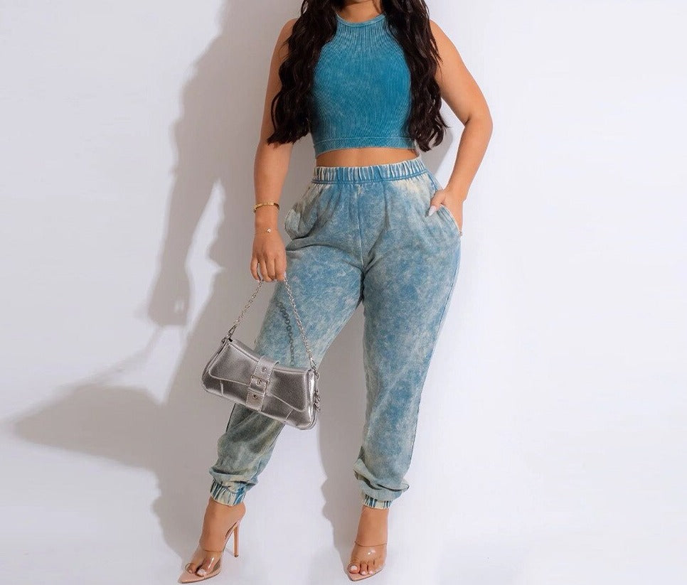 Maxi Jogger Pants Set and Tank Two 2 Piece Set