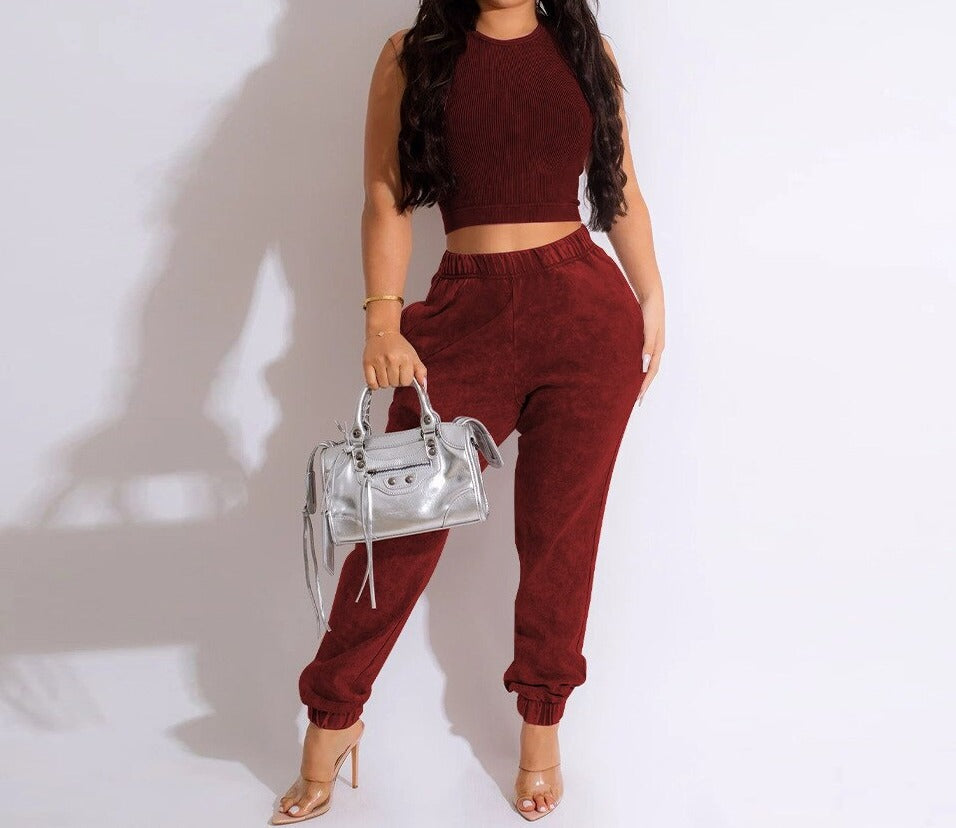 Maxi Jogger Pants Set and Tank Two 2 Piece Set