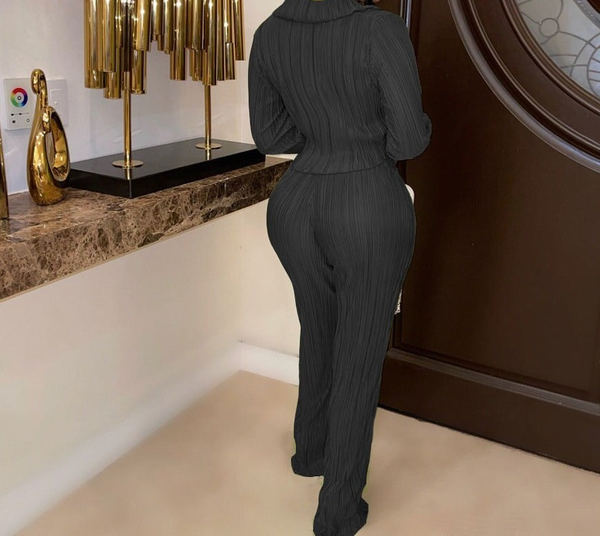PENII Mini Blouse Shirt and Straight Pants Suit