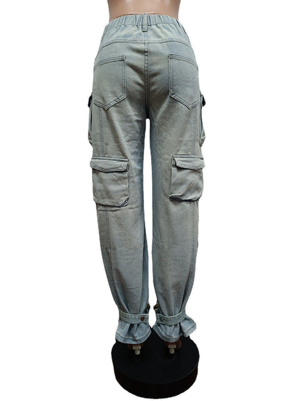KAE Ripped Out Drawstring Hem Denim Pants