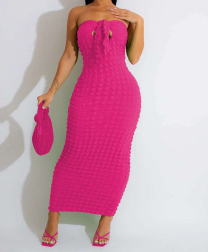 Bowknot Strapless Maxi Long Dress