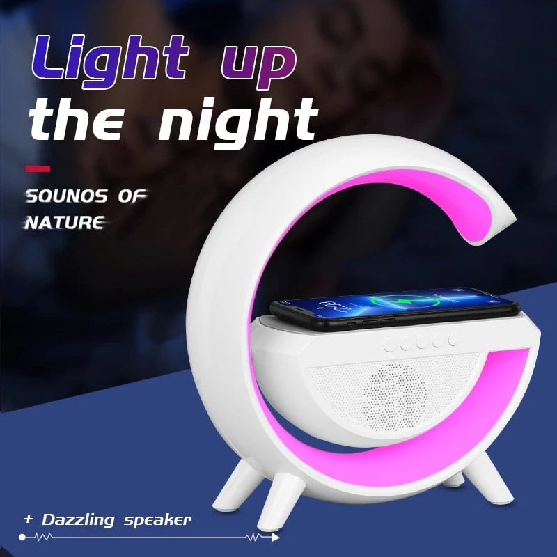 COOMAER 3 in 1 Wireless Bluetooth Night Light Charging Speaker Surround Smart PC Home Notebook Phone Loudspeakers Wakeup Lamp