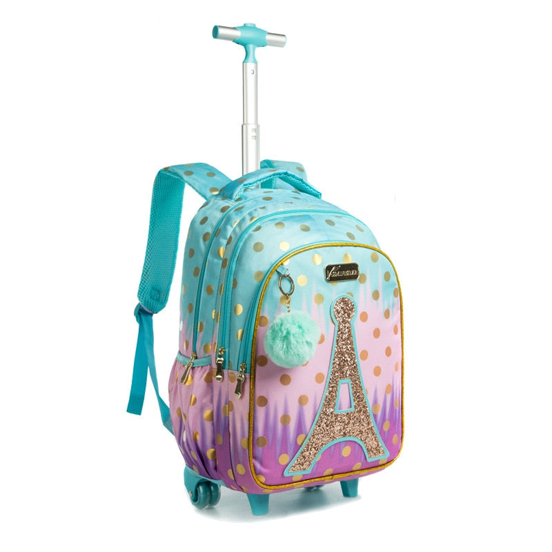 Rolling Backpack Bag School Wheeled Backpack for girls