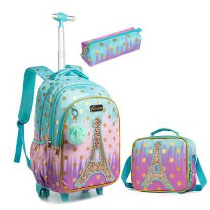 Rolling Backpack Bag School Wheeled Backpack for girls