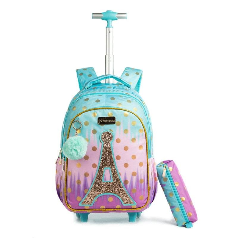 Rolling Backpack Bag School Wheeled Backpack for girls