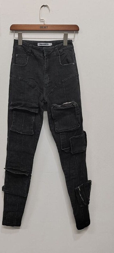 Women Jeans High Elastic Slim Lower Leg Zipper