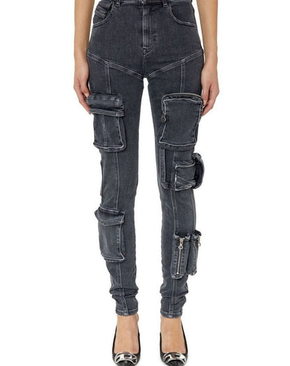 Women Jeans High Elastic Slim Lower Leg Zipper