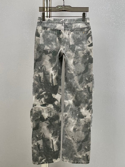 Women's Camouflage Jeans High Waist Multi Pocket Loose