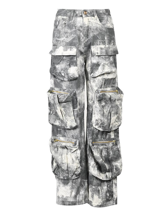 Women's Camouflage Jeans High Waist Multi Pocket Loose
