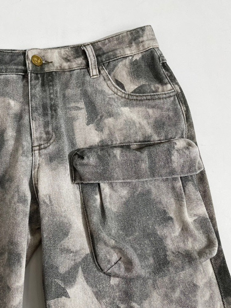 Women's Camouflage Jeans High Waist Multi Pocket Loose
