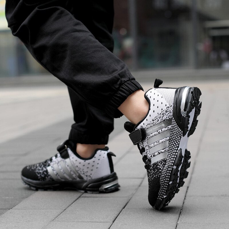 Boys Sneakers Hook &Loop Kids Casual Shoes Children Breathable Mesh Running