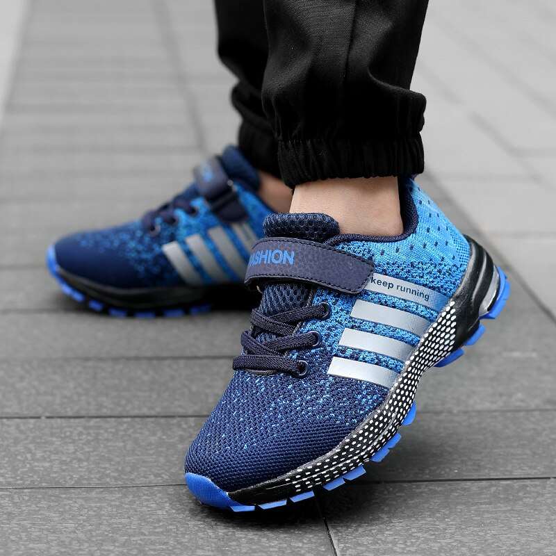 Boys Sneakers Hook &Loop Kids Casual Shoes Children Breathable Mesh Running
