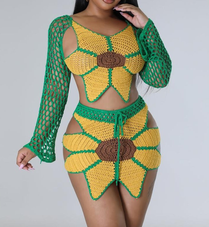 MAMAMIA Sunflower Skirt Sets Two Piece Set