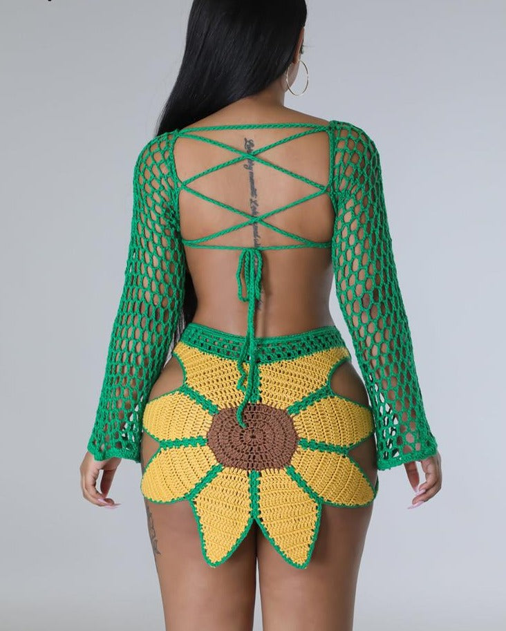 MAMAMIA Sunflower Skirt Sets Two Piece Set