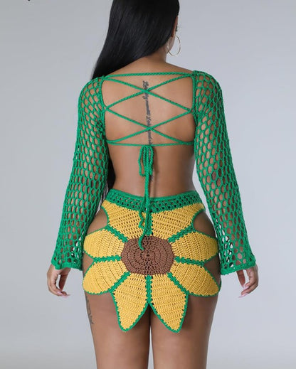 MAMAMIA Sunflower Skirt Sets Two Piece Set