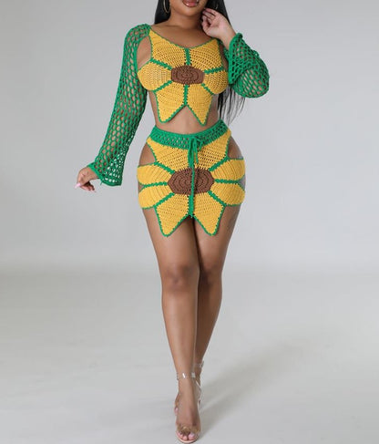 MAMAMIA Sunflower Skirt Sets Two Piece Set