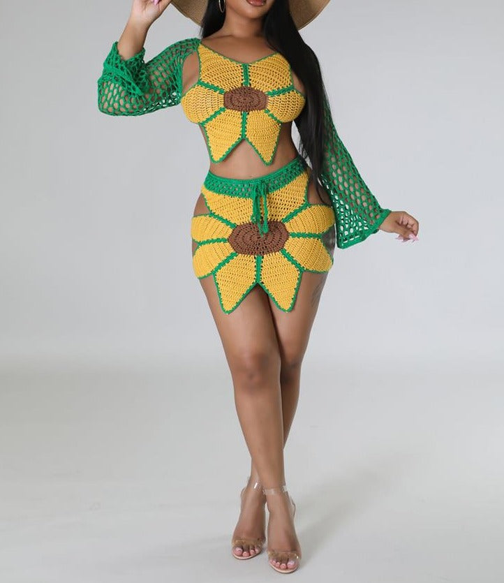 MAMAMIA Sunflower Skirt Sets Two Piece Set