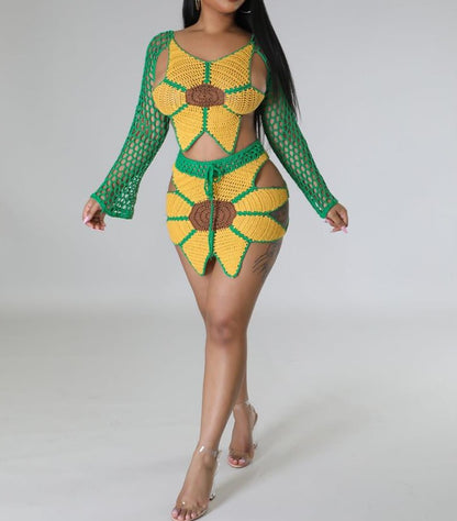 MAMAMIA Sunflower Skirt Sets Two Piece Set