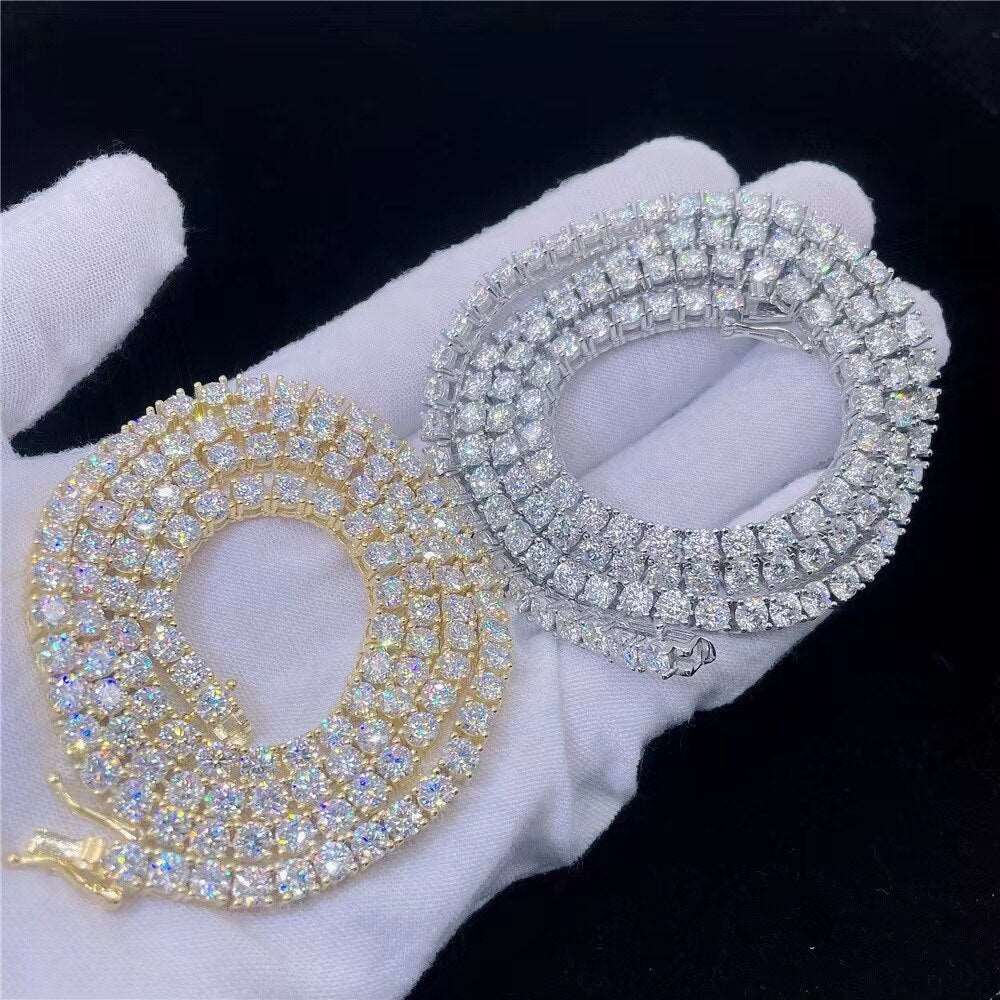 Necklace Women Men S925 Silver Diamond Chain Link