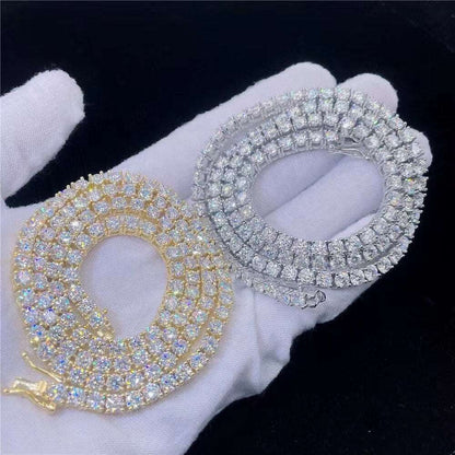 Necklace Women Men S925 Silver Diamond Chain Link