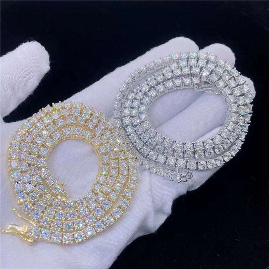 Necklace Women Men S925 Silver Diamond Chain Link