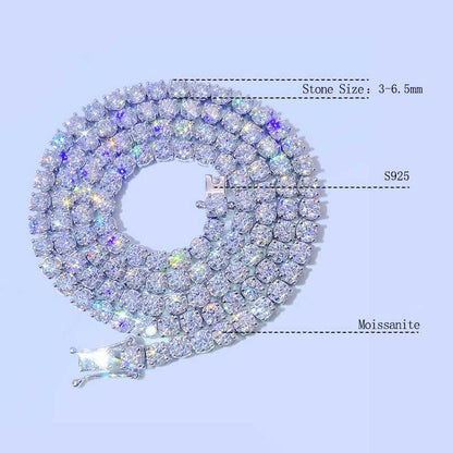 Necklace Women Men S925 Silver Diamond Chain Link