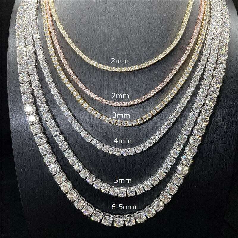 Necklace Women Men S925 Silver Diamond Chain Link