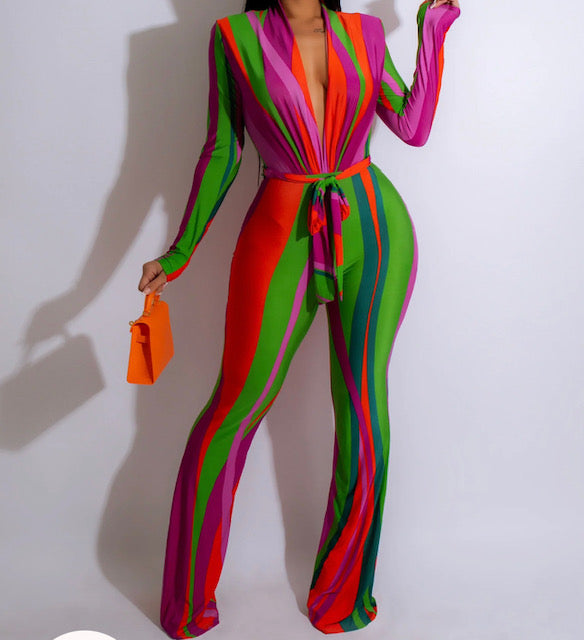 BEBEA Skinny Tied Detail Daily Long Jumpsuit