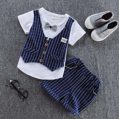 Boys Girl Cotton Clothes Kids Bowknot T-Shirt Shorts 2pcs/Sets Toddler