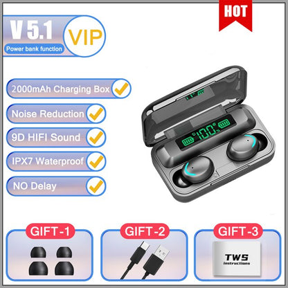 New in Bluetooth Headphones 9D Stereo High Bass Sport Earphones Handfree Touch Control Tws Wireless Earbuds Waterproof Headset