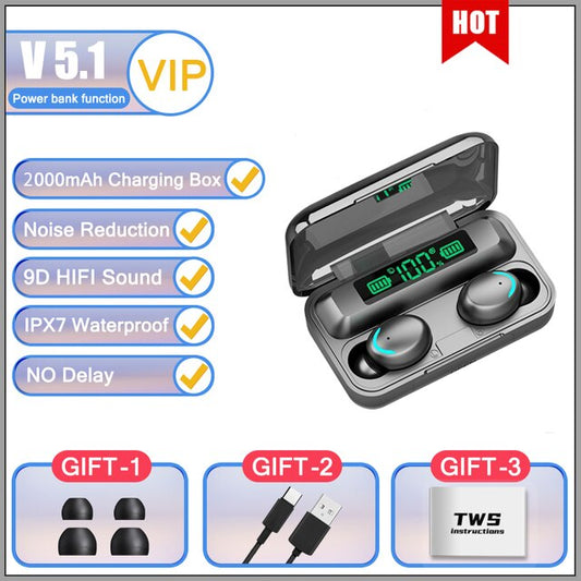 New in Bluetooth Headphones 9D Stereo High Bass Sport Earphones Handfree Touch Control Tws Wireless Earbuds Waterproof Headset