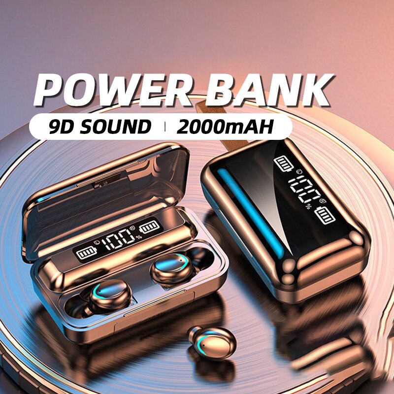 New in Bluetooth Headphones 9D Stereo High Bass Sport Earphones Handfree Touch Control Tws Wireless Earbuds Waterproof Headset