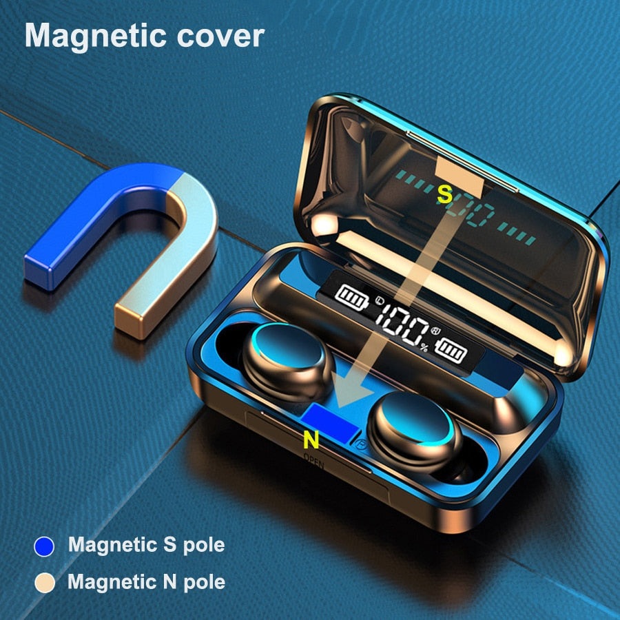 New in Bluetooth Headphones 9D Stereo High Bass Sport Earphones Handfree Touch Control Tws Wireless Earbuds Waterproof Headset