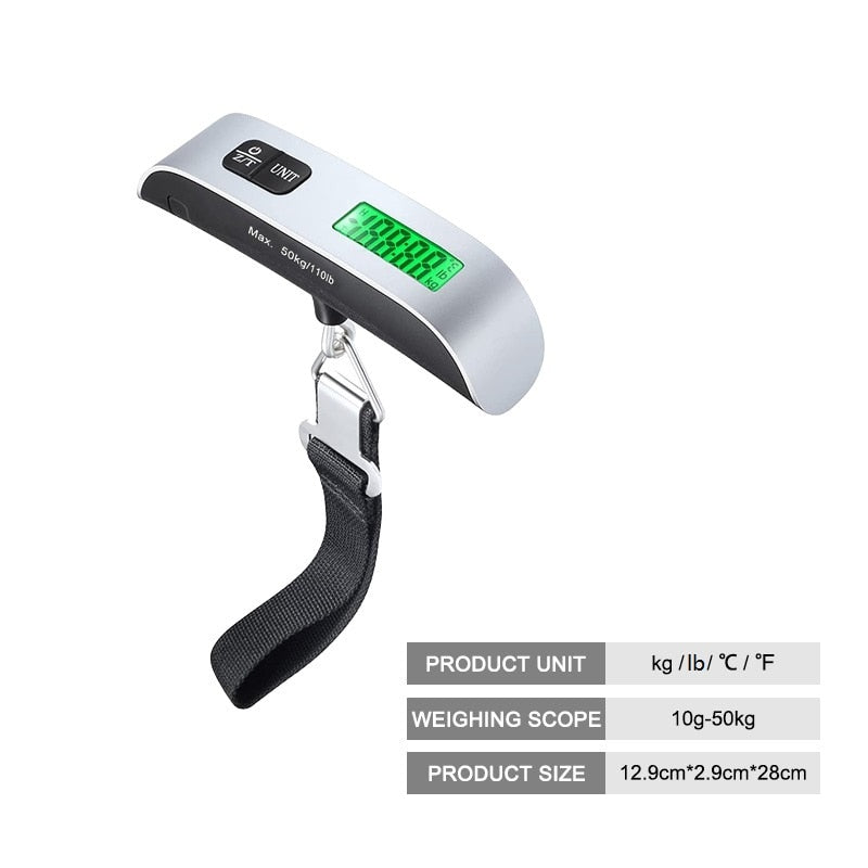 Portable LCD Digital Luggage Weight Scales Hanging Suitcase Baggage Travel Scale with Belt for Electronic Weight Tool 50kg/110lb