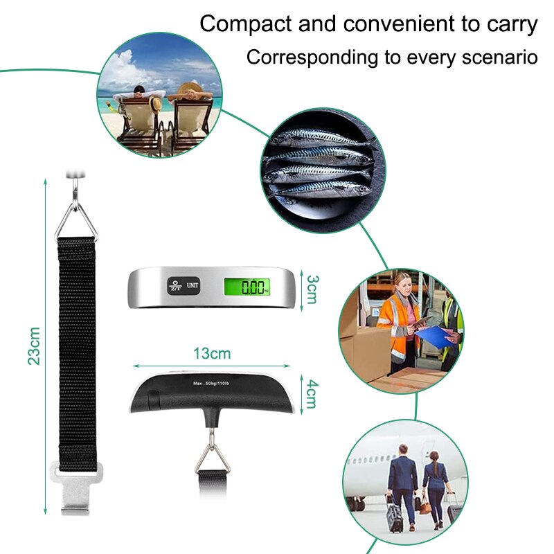 Portable LCD Digital Luggage Weight Scales Hanging Suitcase Baggage Travel Scale with Belt for Electronic Weight Tool 50kg/110lb