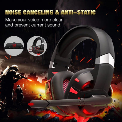 RUNMUS K2 Gaming LED Headset with Noise Canceling Mic PC Gaming Headphone For PS4 Xbox One Controller Nintendo Switch