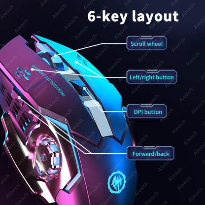 Silent Bluetooth Mouse USB Mechanical E-Sports Backlight PC Gamer