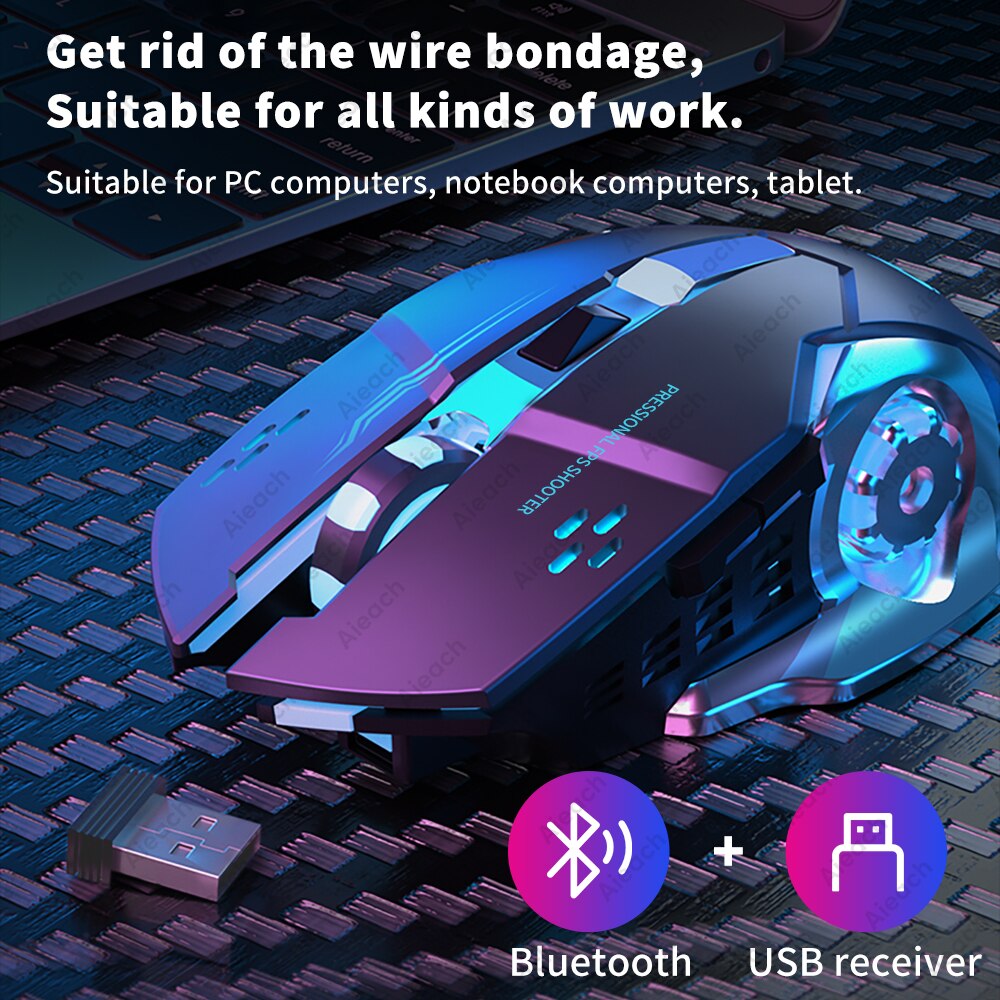 Silent Bluetooth Mouse USB Mechanical E-Sports Backlight PC Gamer