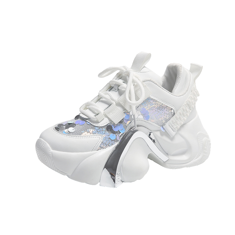 7cm Air Mesh Sequin Hollow Women High Platform Casual Ulzzang Shoes Wedge Chunky Sneaker NEW Women Summer Sport Shoes Vulcanize EMJP TRENDS
