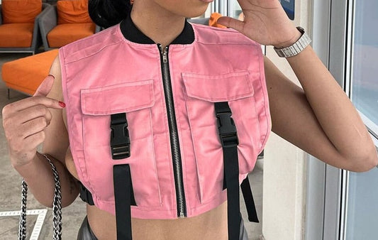 Crop Tops Jacket Women Sleeveless EMJP TRENDS