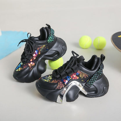 7cm Air Mesh Sequin Hollow Women High Platform Casual Ulzzang Shoes Wedge Chunky Sneaker NEW Women Summer Sport Shoes Vulcanize EMJP TRENDS