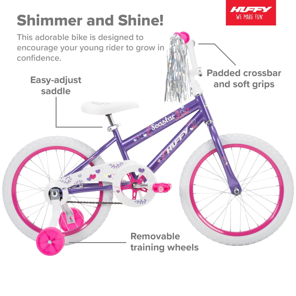 2023 Huffy 18 in. Sea Star Girl Bike, Metallic Purple EMJP TRENDS