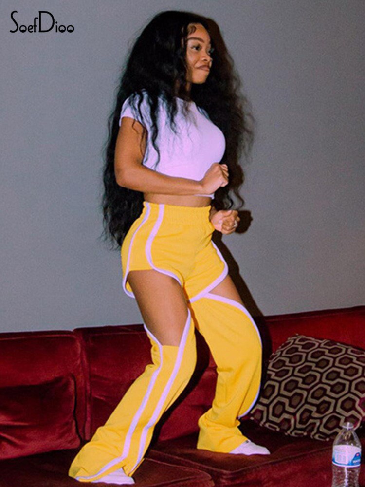 Ripped Sweatpants Casual Elastic High Waisted Baggy