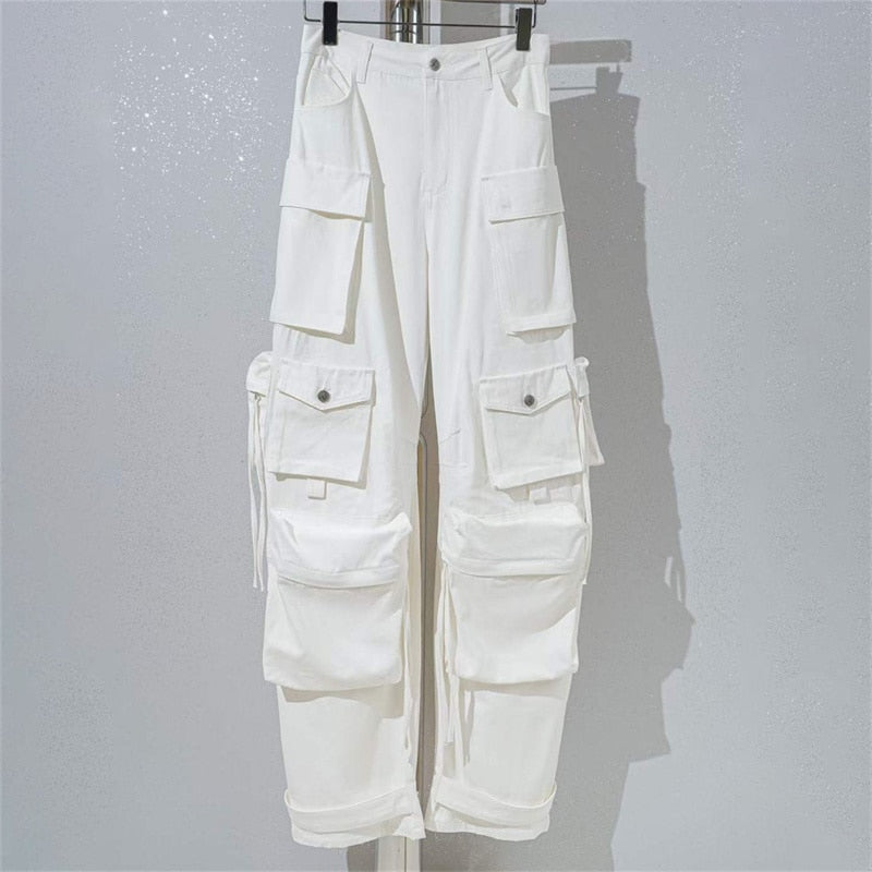 Women's Jeans Washed Process Korean Fashion Worn-out Cargo Pants