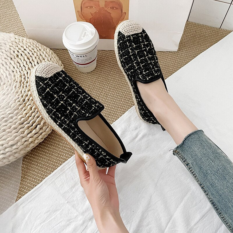 Espadrilles Retro Plaid Loafers Casual Shoes