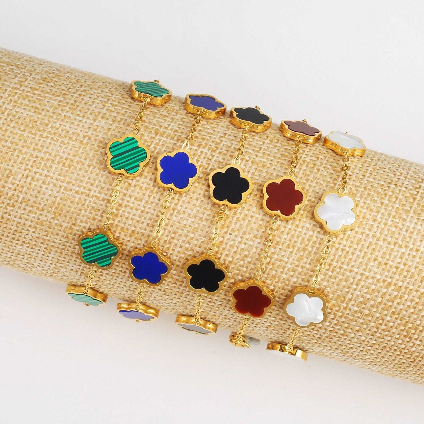 Five Leaf Petal Flower Bracelet Necklace Earrings