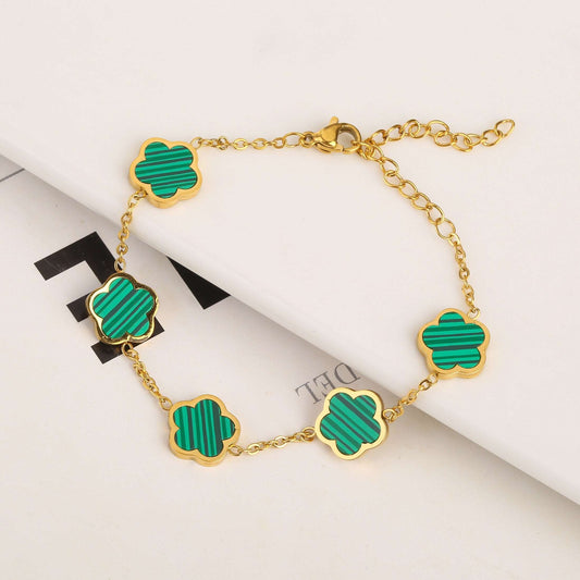 Five Leaf Petal Flower Bracelet Necklace Earrings