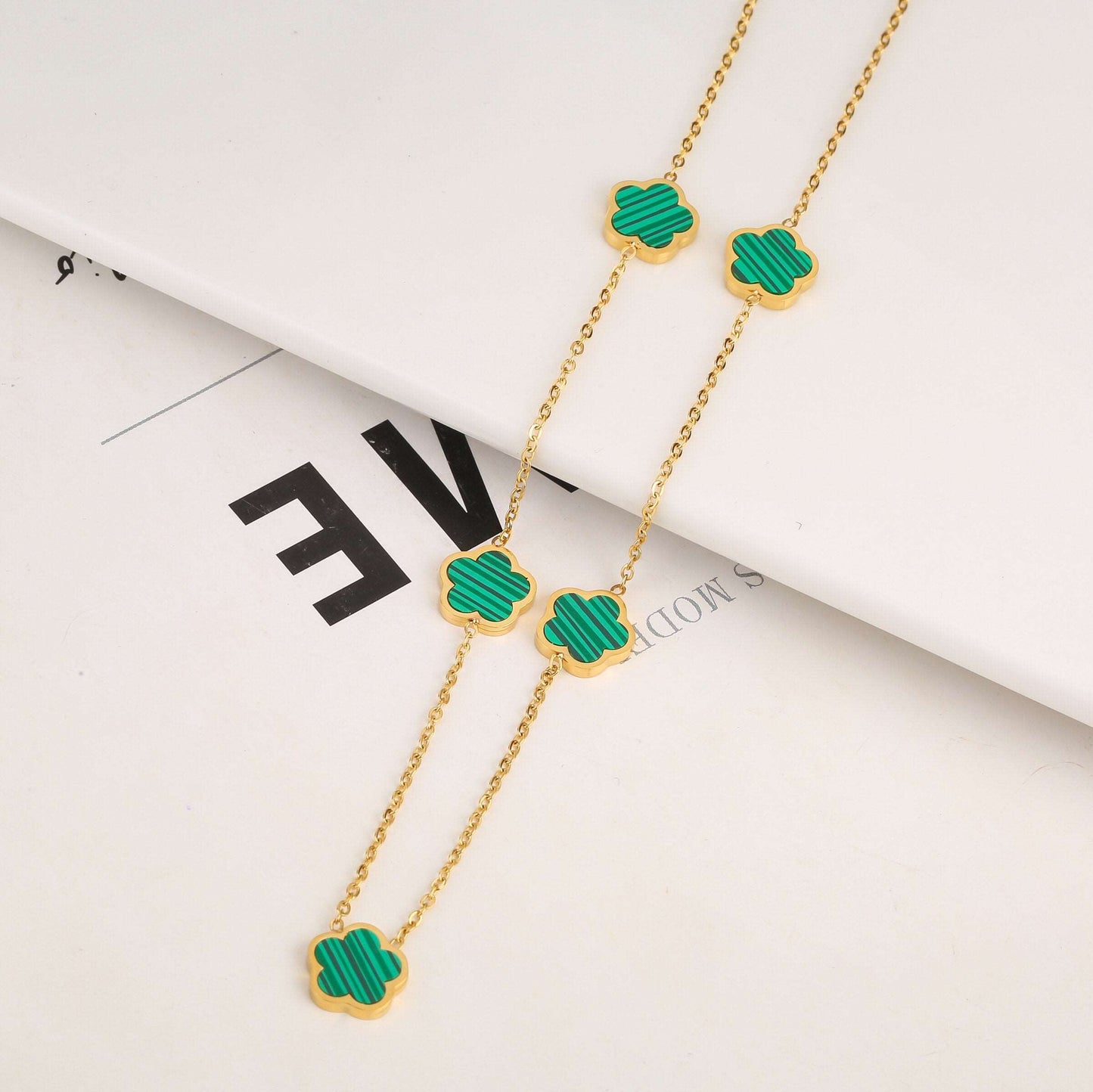 Five Leaf Petal Flower Bracelet Necklace Earrings
